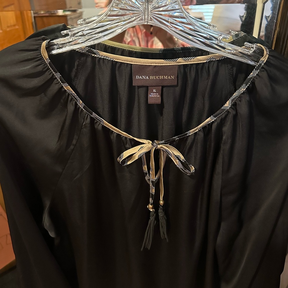 Dana Buchman Black Blouse with Gold Accents